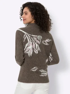 Pullover|heine Jacquard-Pullover dunkeltaupe-ecru-gemustert