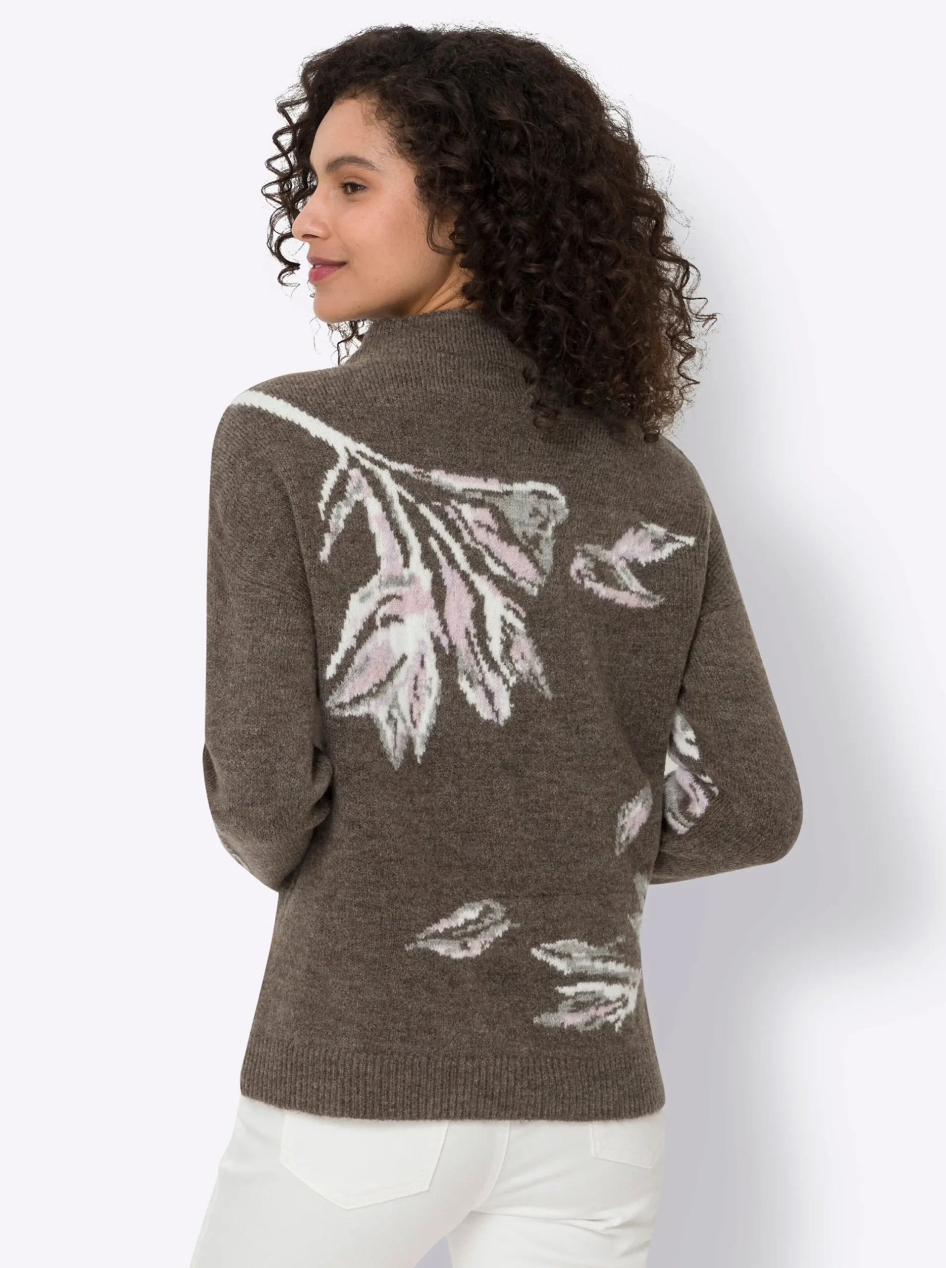 Pullover|heine Jacquard-Pullover dunkeltaupe-ecru-gemustert