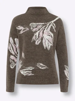 Pullover|heine Jacquard-Pullover dunkeltaupe-ecru-gemustert