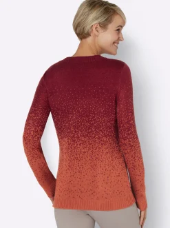 Pullover| Jacquardpullover aus Jacquard-Strick dunkelrot-gemustert