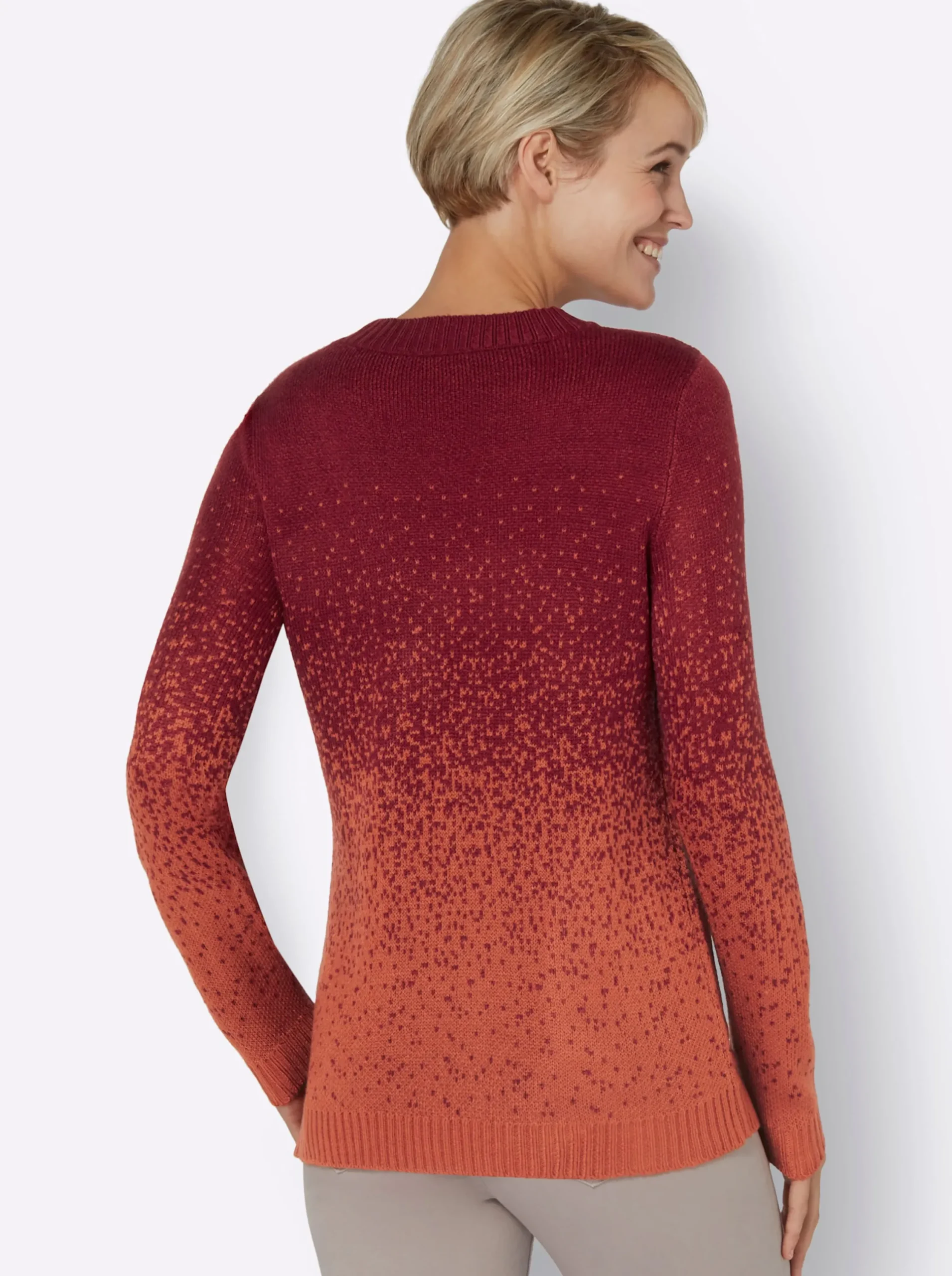 Pullover| Jacquardpullover aus Jacquard-Strick dunkelrot-gemustert