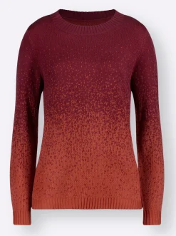 Pullover| Jacquardpullover aus Jacquard-Strick dunkelrot-gemustert
