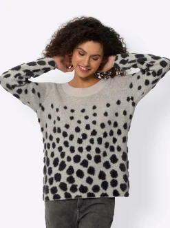 Pullover|heine Jacquard-Pullover in flauschiger Qualität sand-schwarz-gemustert