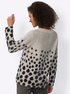 Pullover|heine Jacquard-Pullover in flauschiger Qualität sand-schwarz-gemustert