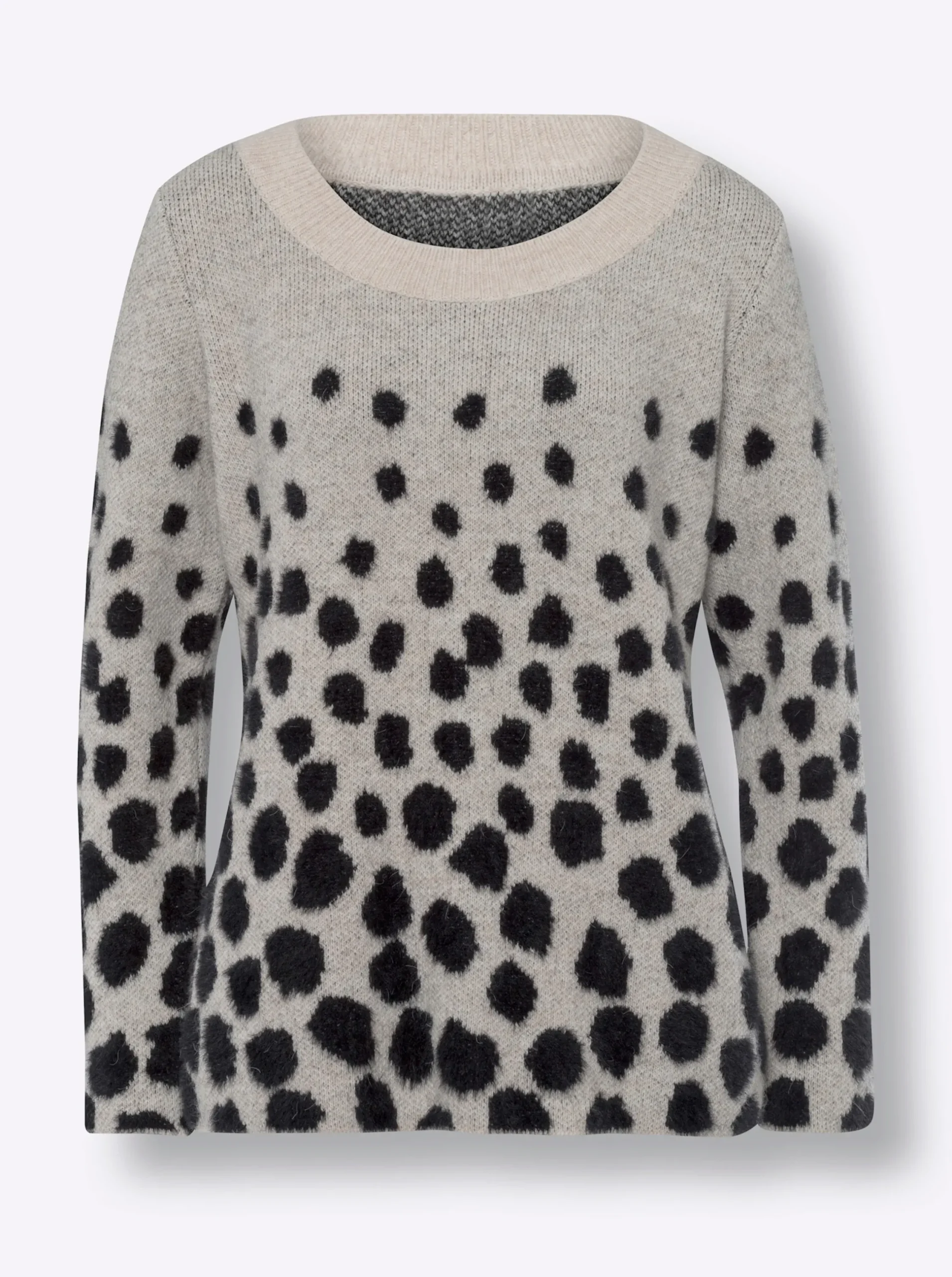 Pullover|heine Jacquard-Pullover in flauschiger Qualität sand-schwarz-gemustert