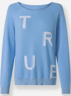 Pullover|heine Jacquard-Pullover mit Glitzergarn himmelblau-weiß-gemustert