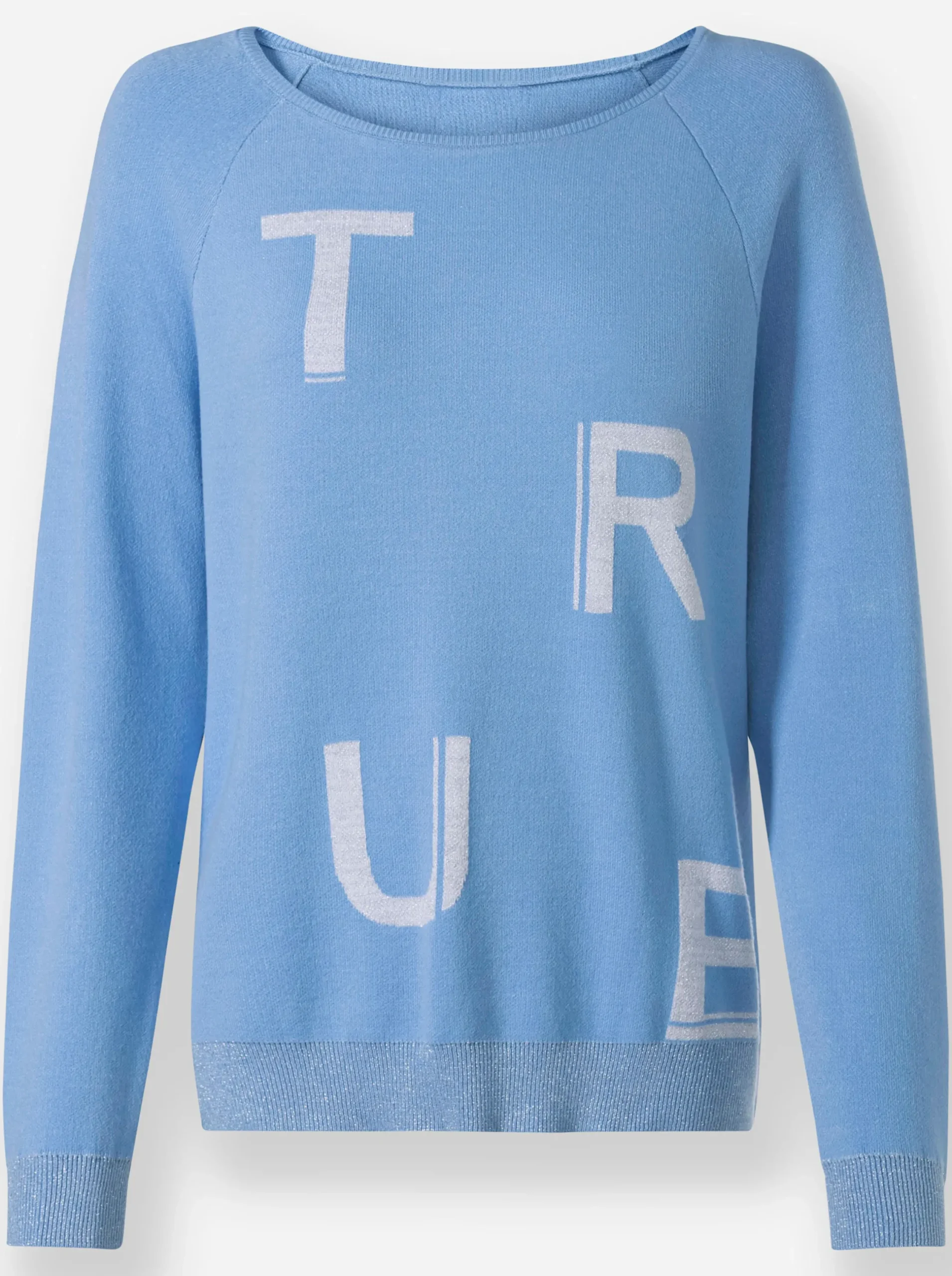 Pullover|heine Jacquard-Pullover mit Glitzergarn himmelblau-weiß-gemustert