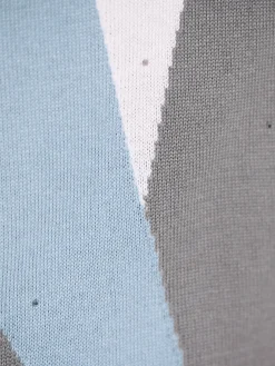 Pullover| Jacquard-Pullover mit Glitzersteinchen hellblau-ecru-gemustert