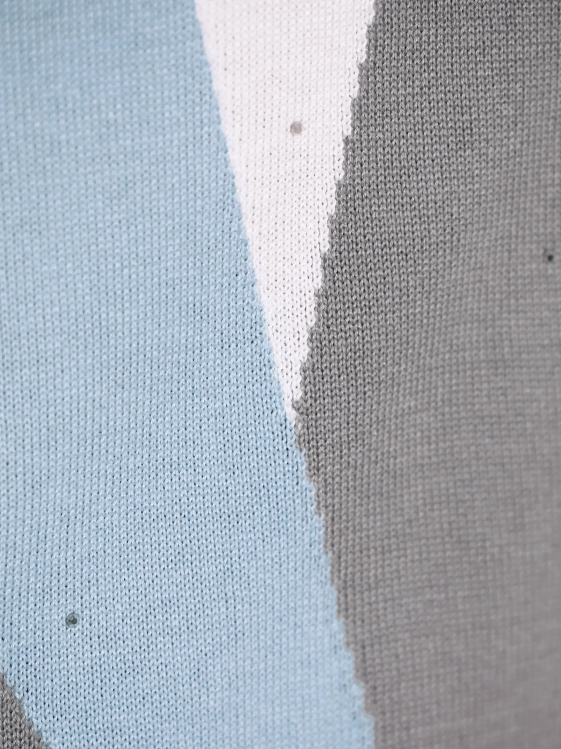 Pullover| Jacquard-Pullover mit Glitzersteinchen hellblau-ecru-gemustert