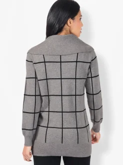 Pullover| Jacquardpullover mit großem Rollkragen grau-meliert