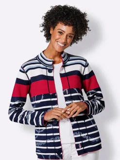 Strickjacken|CREATION L PREMIUM Jacquardstrickjacke rot