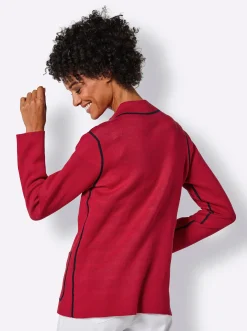 Strickjacken|CREATION L PREMIUM Jacquardstrickjacke rot