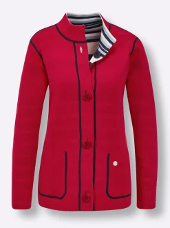 Strickjacken|CREATION L PREMIUM Jacquardstrickjacke rot