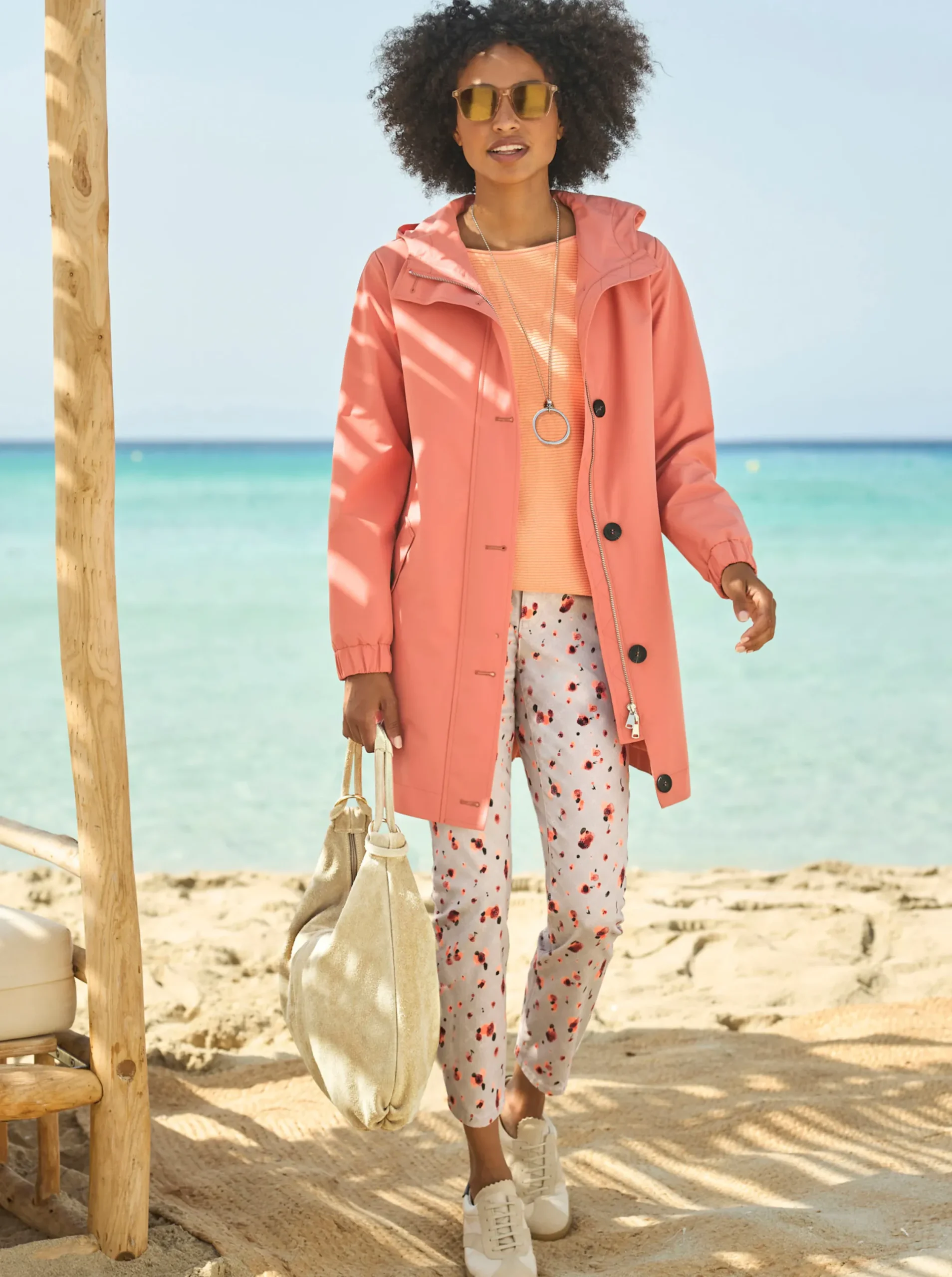 Jeans|heine 7/8-Jeans sand-papaya-bedruckt