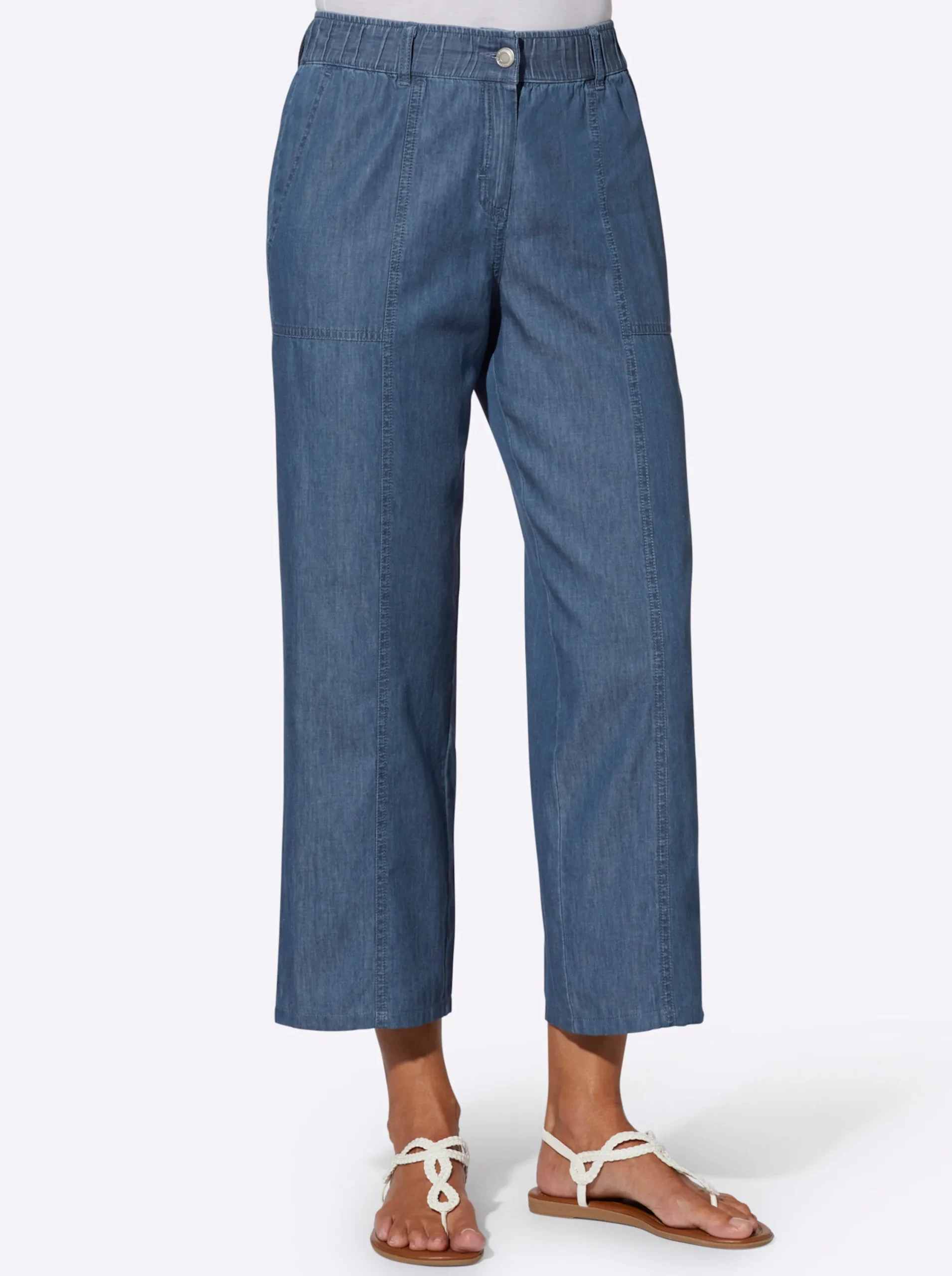 Jeans|Hosen| 7/8-Jeans blue-stone-washed