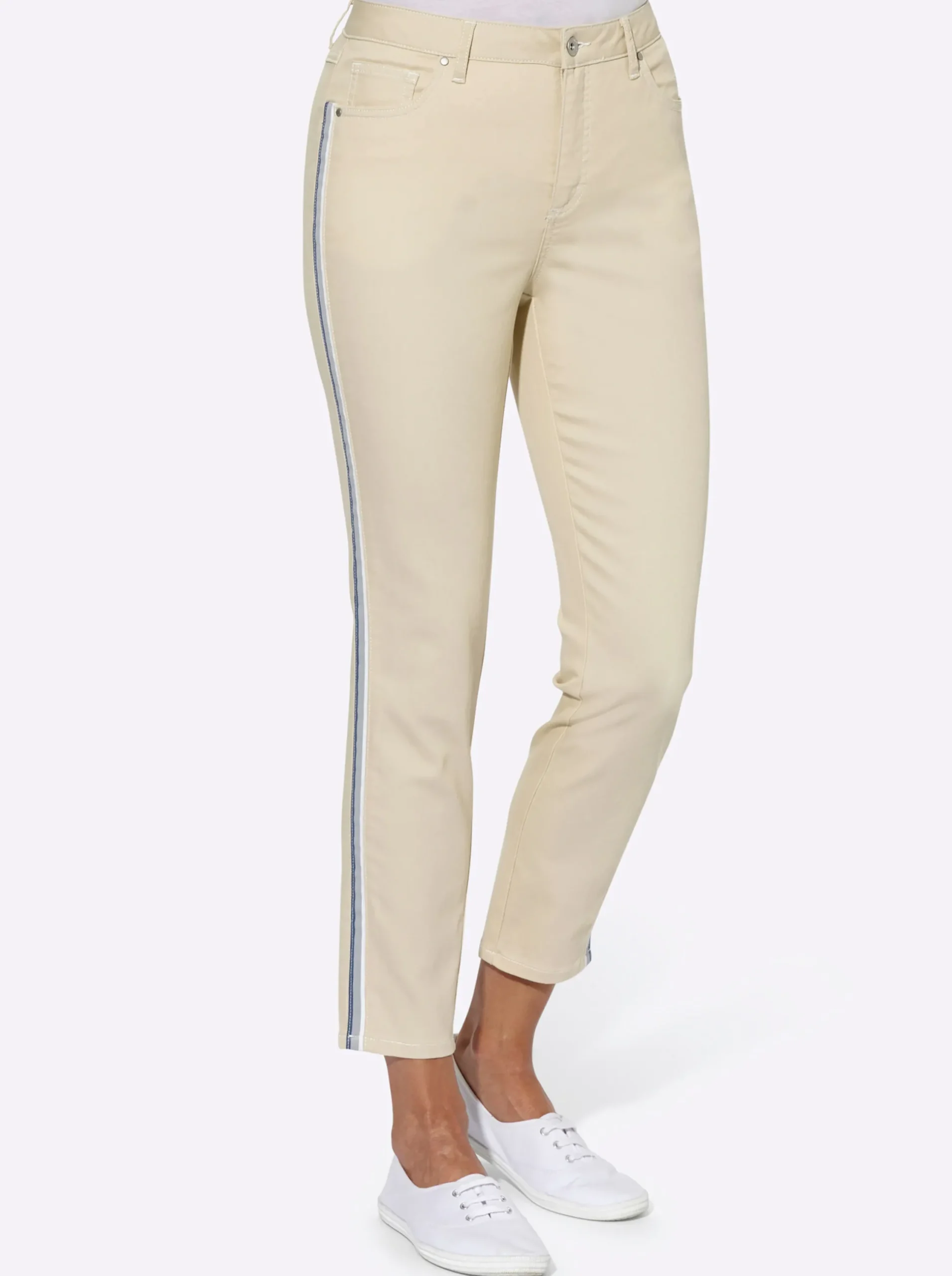 Jeans| 7/8-Jeans leichte Used-Optik beige-denim