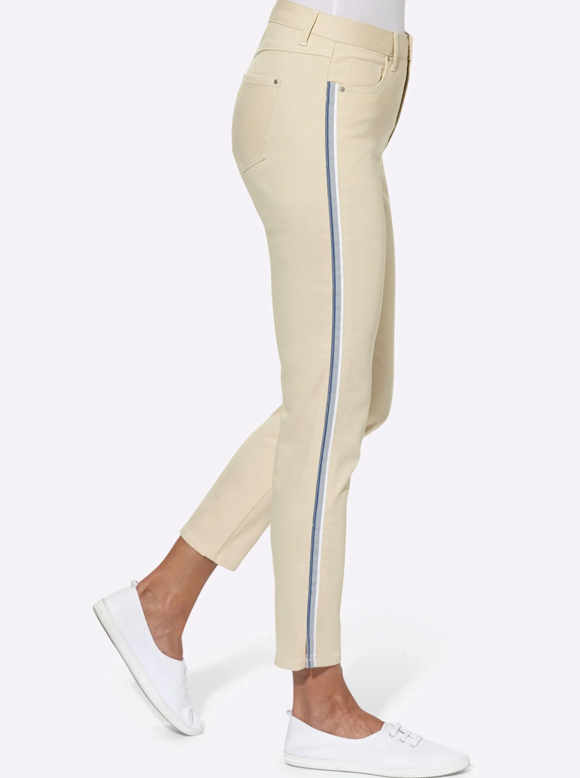 Jeans| 7/8-Jeans leichte Used-Optik beige-denim