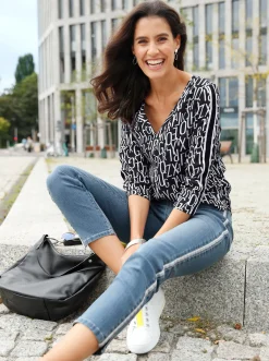 Strandmode| 7/8-Jeans leichte Used-Optik blue-bleached