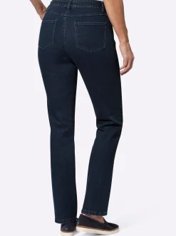 Jeans| Jeans mit bestickter Seitennaht darkblue