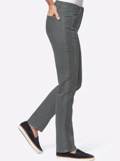Jeans| Jeans mit bestickter Seitennaht stone-grey-denim