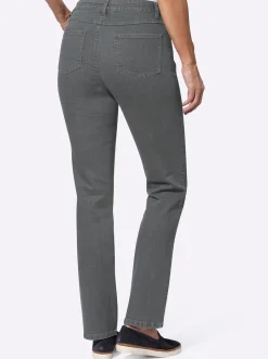 Jeans| Jeans mit bestickter Seitennaht stone-grey-denim