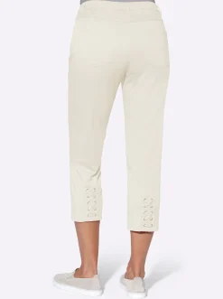 Jeans| 3/4-Jeans mit Bändchen-Verzierung weiß