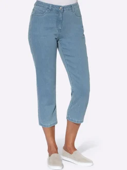 Jeans| 3/4-Jeans mit Bändchen-Verzierung blue-bleached