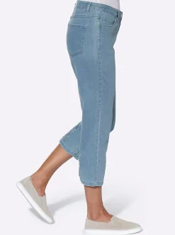 Jeans| 3/4-Jeans mit Bändchen-Verzierung blue-bleached