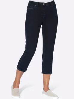 Jeans| 3/4-Jeans mit Bändchen-Verzierung darkblue-denim