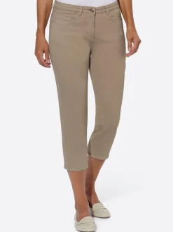Jeans| 3/4-Jeans mit Bändchen-Verzierung beige