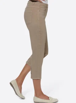 Jeans| 3/4-Jeans mit Bändchen-Verzierung beige