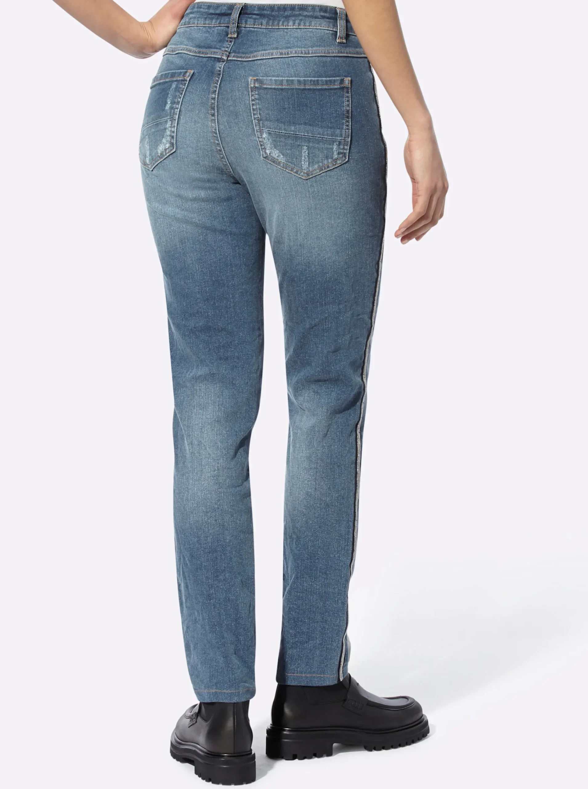 Jeans|heine Jeans mit Galonstreifen blue-stone-washed