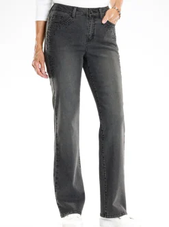 Jeans| Jeans mit Glitzersteinchen graphitdenim