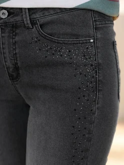 Jeans| Jeans mit Glitzersteinchen graphitdenim