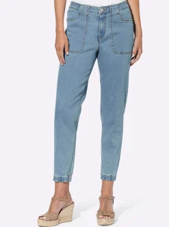 Jeans|heine Jeans mit Gummizug am Saum blue-bleached