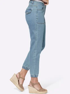 Jeans|heine Jeans mit Gummizug am Saum blue-bleached