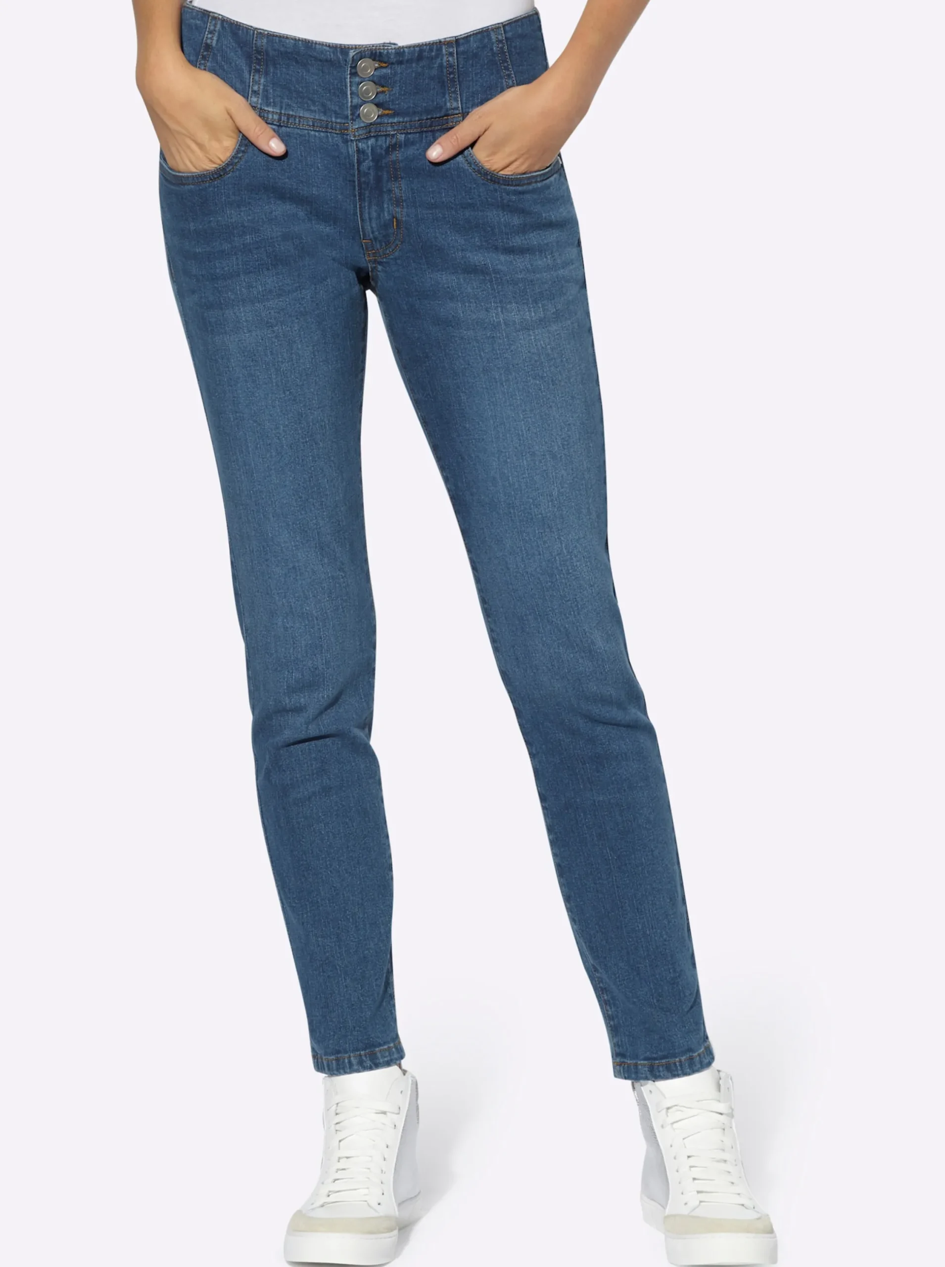 Jeans|heine Jeans mit hohem Bund blue-stone-washed