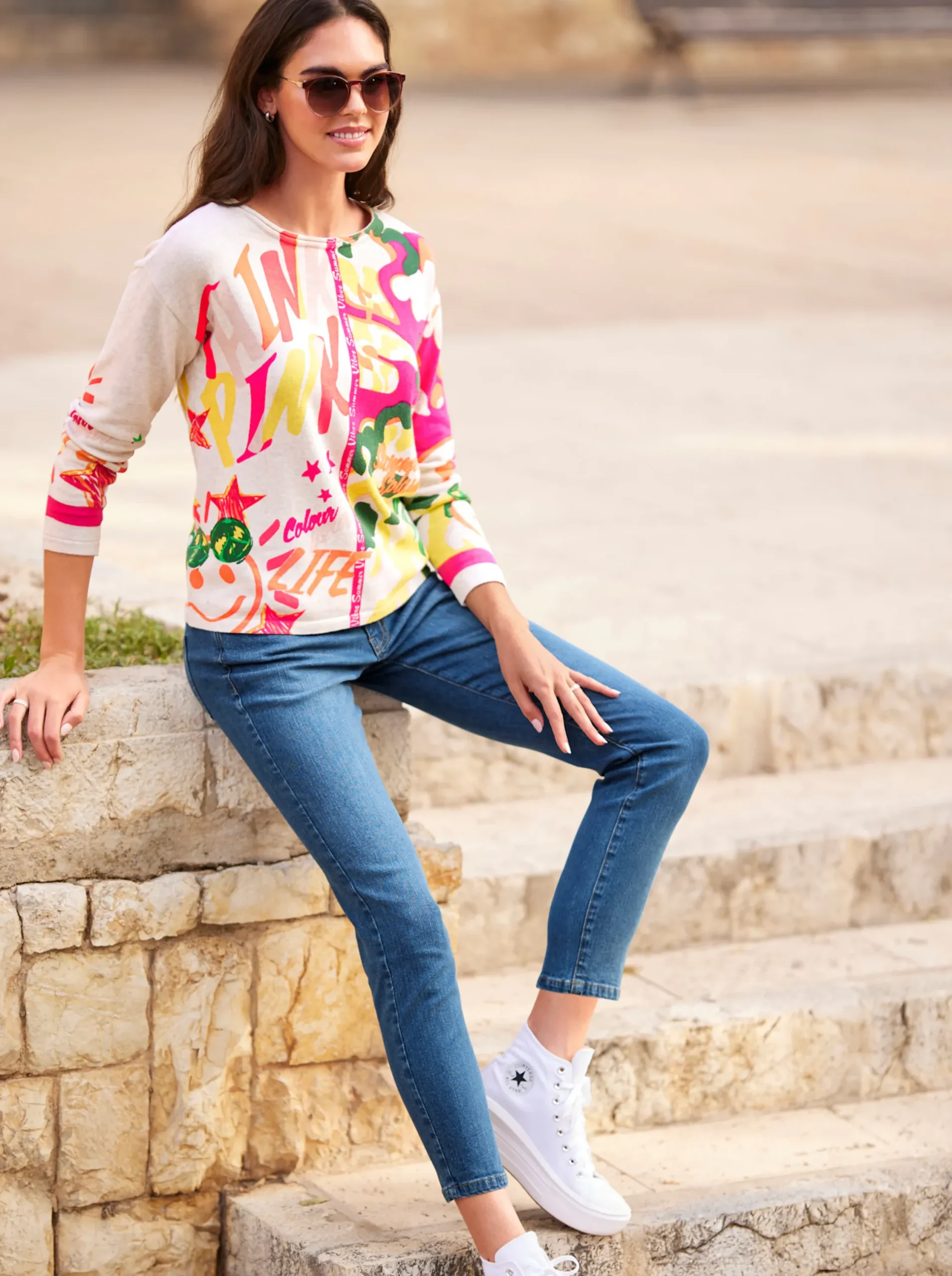 Jeans|heine Jeans mit hohem Bund blue-stone-washed