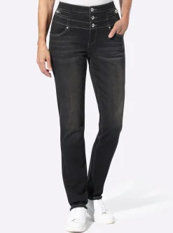 Jeans| Jeans mit 3-Knopf- und Reißverschluss blackdenim