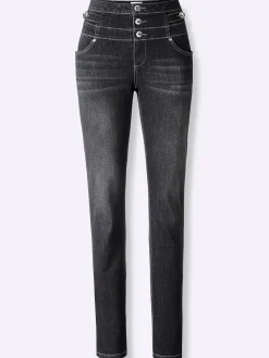 Jeans| Jeans mit 3-Knopf- und Reißverschluss blackdenim