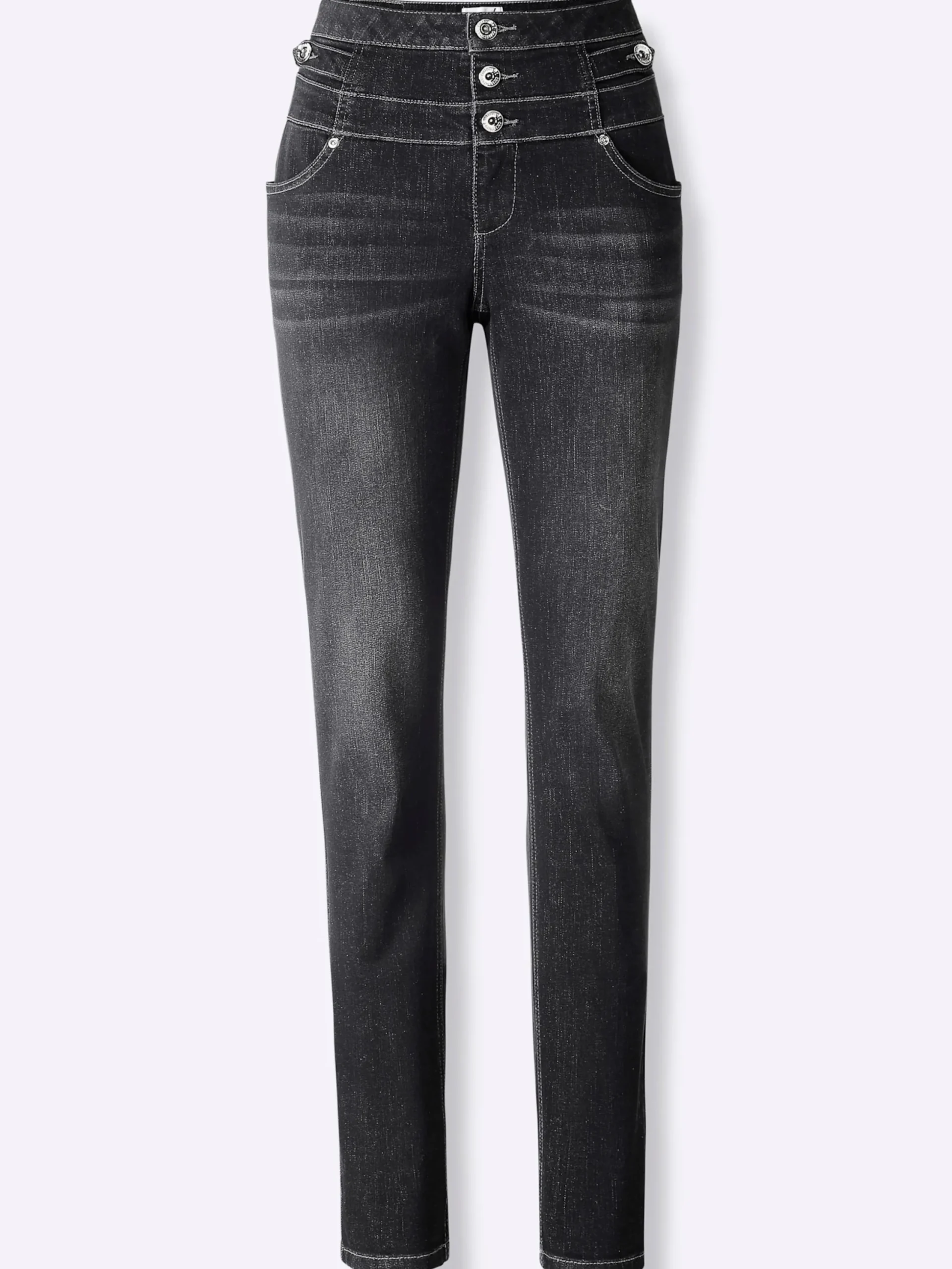 Jeans| Jeans mit 3-Knopf- und Reißverschluss blackdenim