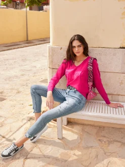 Jeans|heine Jeans mit Lettering blue-bleached