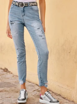 Jeans|heine Jeans mit Lettering blue-bleached