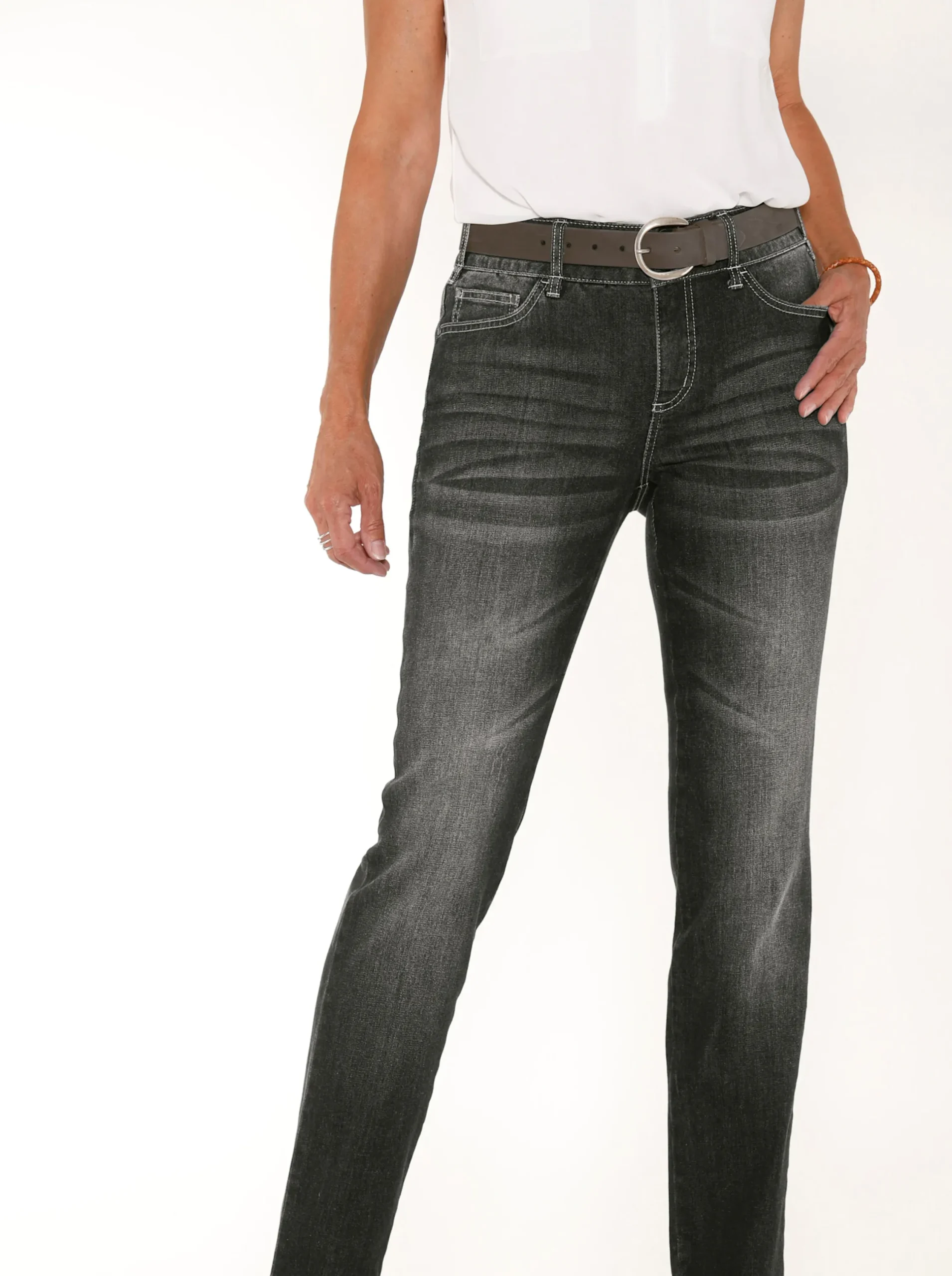 Jeans| Jeans mit Nieten an den Taschen grey-denim