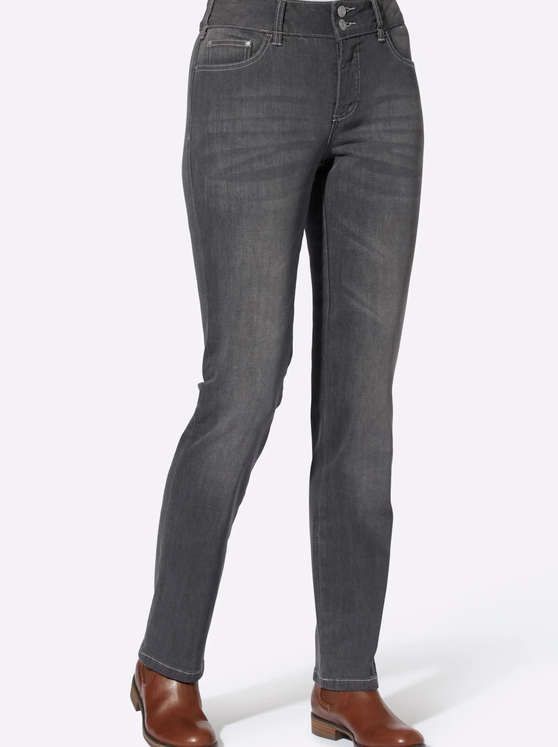 Jeans| Jeans mit Nieten an den Taschen grey-denim
