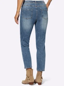 Jeans| 7/8-Jeans mit Nietenverzierung blue-stone-washed