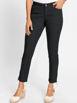 Jeans| Jeans mit Reißverschluss am Bein schwarz