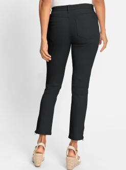 Jeans| Jeans mit Reißverschluss am Bein schwarz