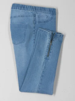 Jeans| 7/8-Jeans mit Reißverschluss am Bein blue-bleached