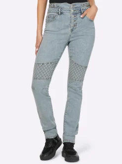 Jeans|heine Jeans mit Riegeln blue-bleached